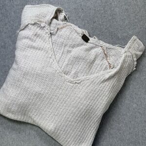 Free People We The Free Thermal Waffle Knit Top Ivory Long Sleeve Size S